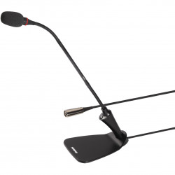 Micrófono Flexo 30cm Cardiode Base, previo, anillo rojo, pulsador .Negro