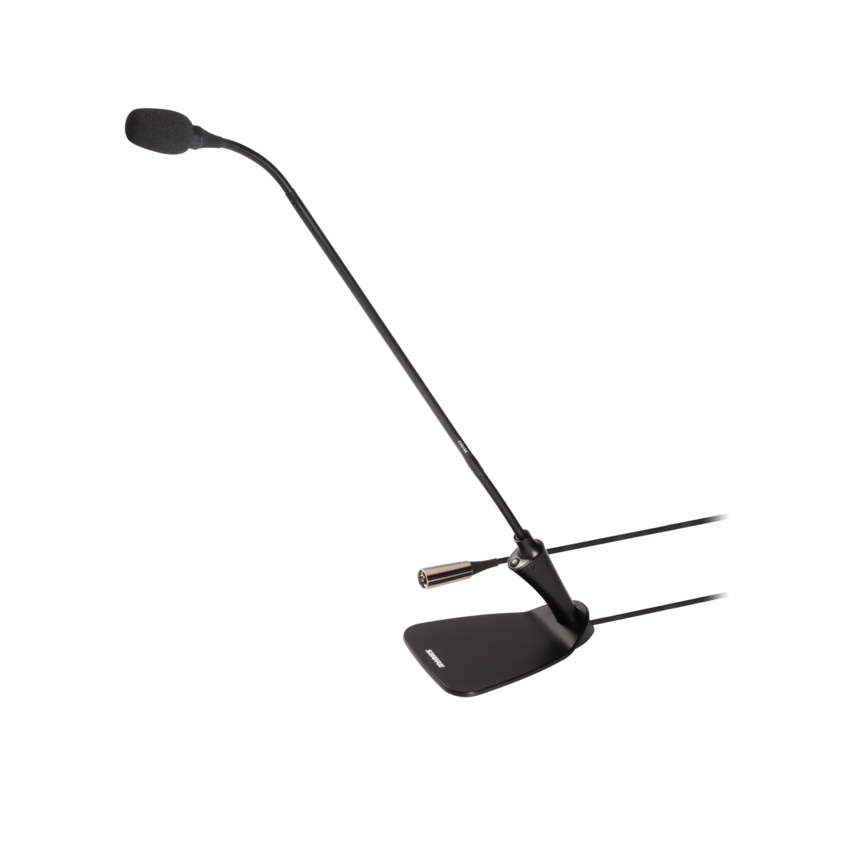 Micrófono Flexo 48cm Cardiodie con Base, previo, led y pulsador. Negro.