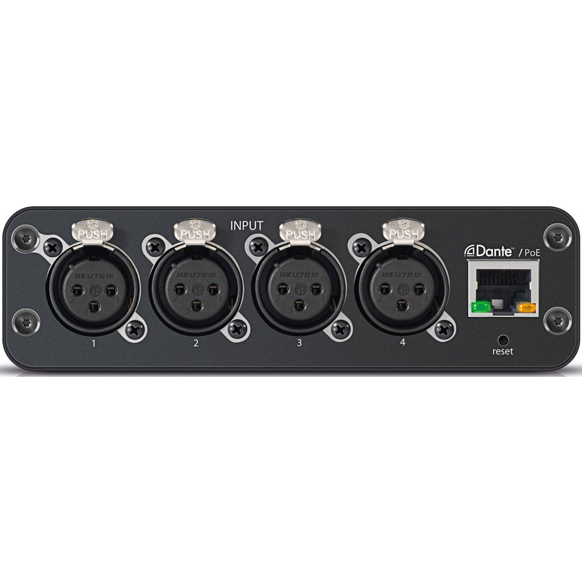 Interface de Audio de 4 canales analógicos a DANTE. Conexión XLR3