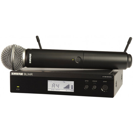 Sistema inalámbrico SM58 de mano conreceptor enracable. 606-630 MHz.