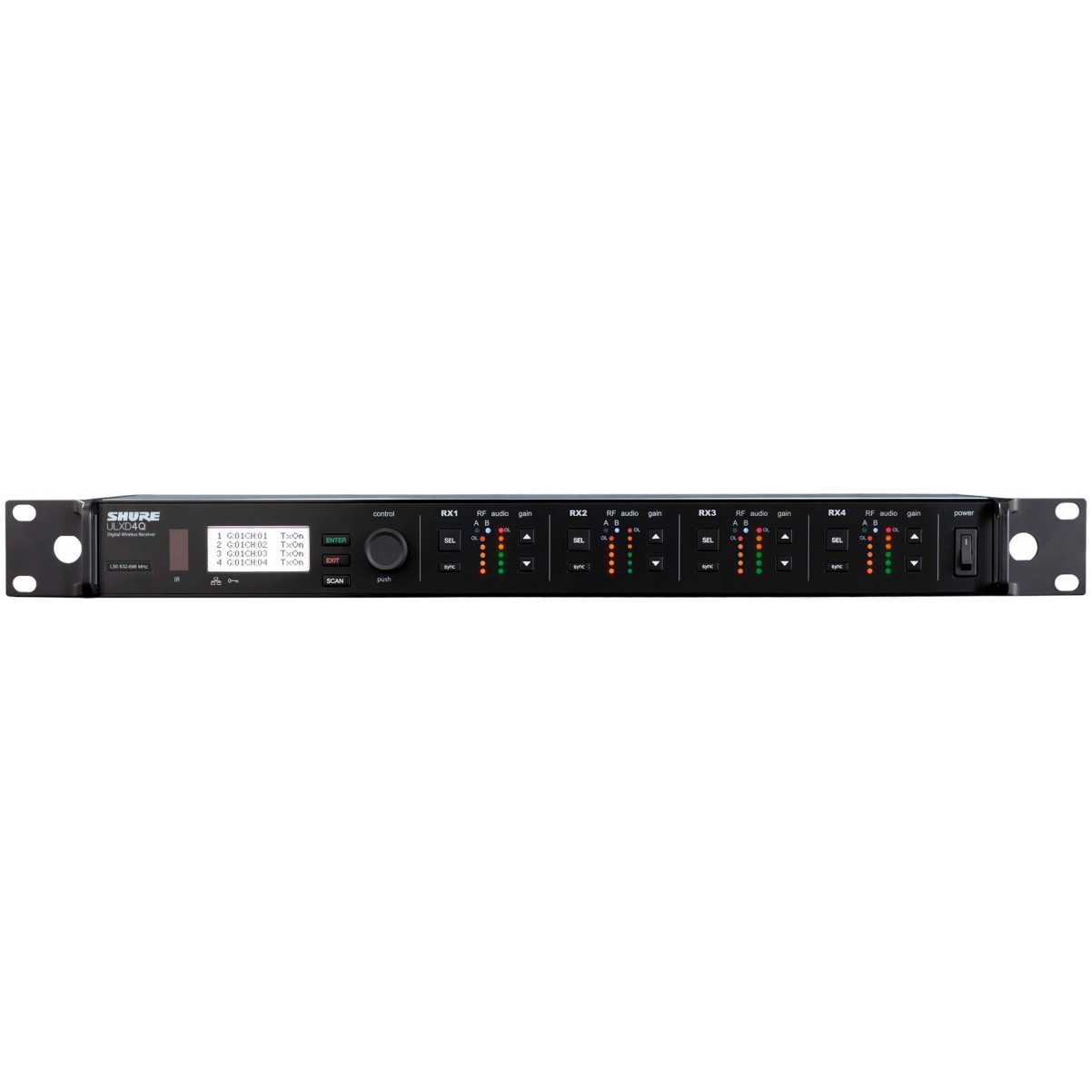 Receptor Digital Cuádruple 1U rack. 470-534 MHz.