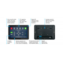 Panel de control táctil Velocity de 10" VESA Mount con Gateway LED, acabado negro.