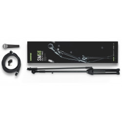 Micrófono dinámico SM58 con pie de micro K&M y cable Sommer XLR3 de 6 Mtrs.