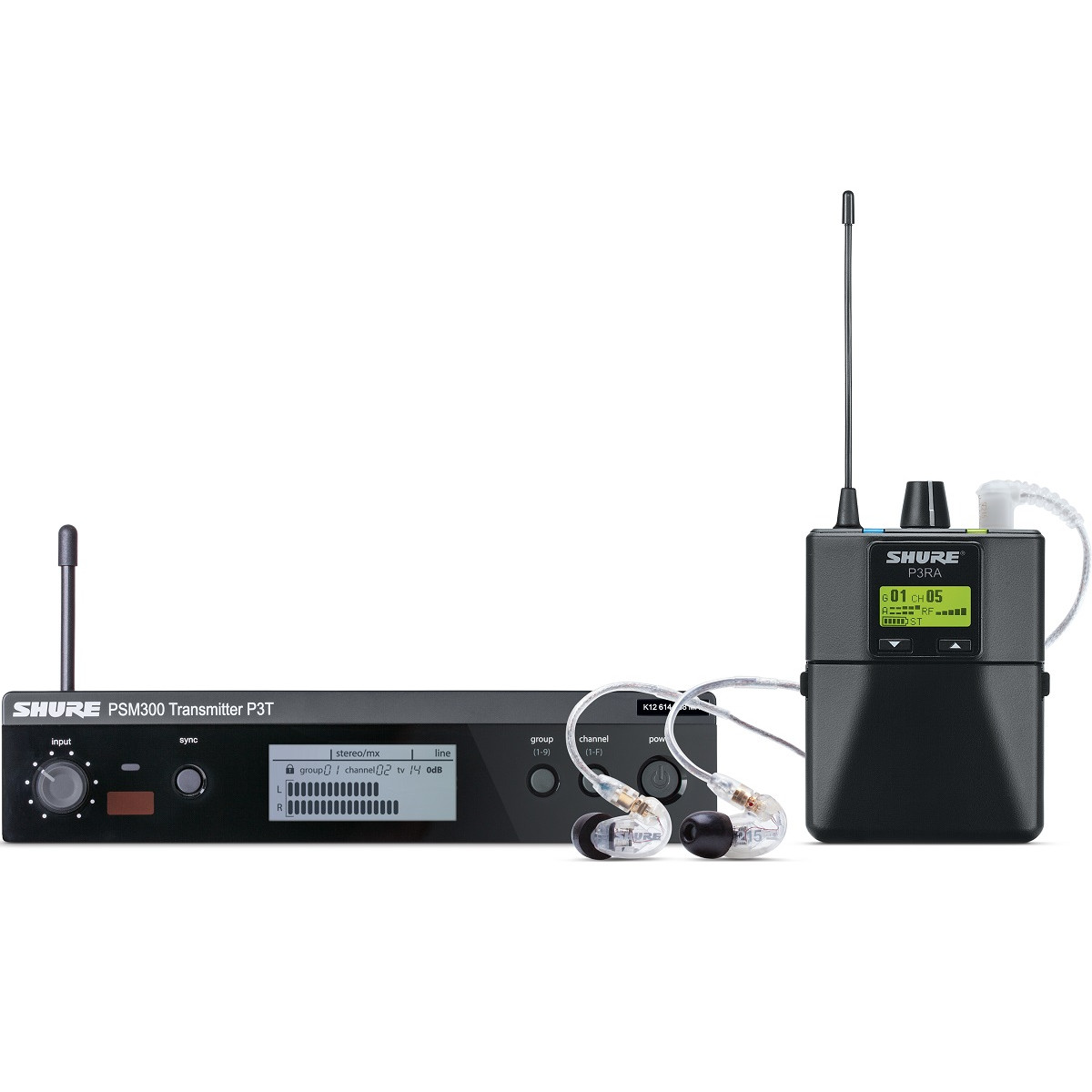 Sistema PSM300 Trans. P3T Receptor P3RA y Auriculares SE215CL. 630-654 MHz.