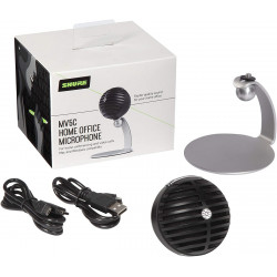 Micrófono digital de condensador acabado gris con cable USB