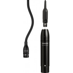 Micrófono mini-condens Cardioide Previo y Adaptador de soporte. Negro.