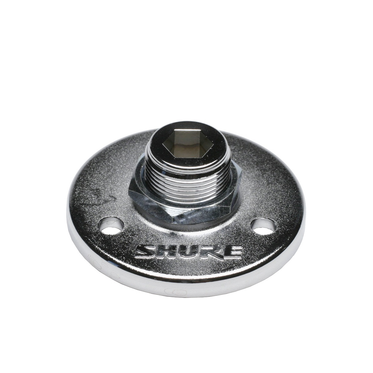 Base para Montaje de micro en Superficie rosca 5/8". Plateado mate.