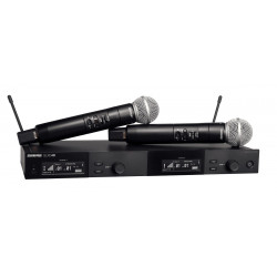 Sistema Inalámbrico de mano SM58 Dual y receptor Dual. 650-694MHz