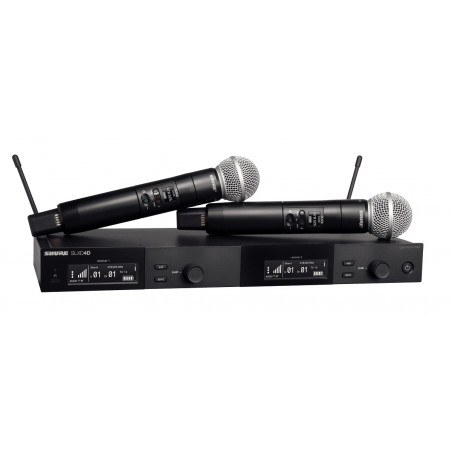 Sistema Inalámbrico de mano SM58 Dual y receptor Dual. 650-694MHz