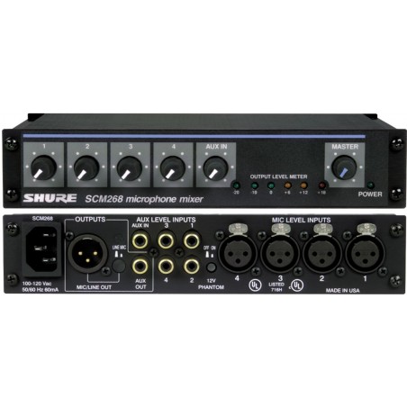 Mezclador de Micrófonos Estéreo 4 Entradas 1/2U con Rack-Kit
