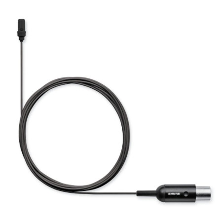 Micrófono lavalier cardioide en color negro y cable MTQG