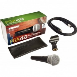 Shure PGA48-XLR-E: Micrófono dinámico vocal con pinza y cable XLR