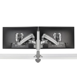 KX Low-Profile Dual Monitor Arms, Column Desk Mount, Silver