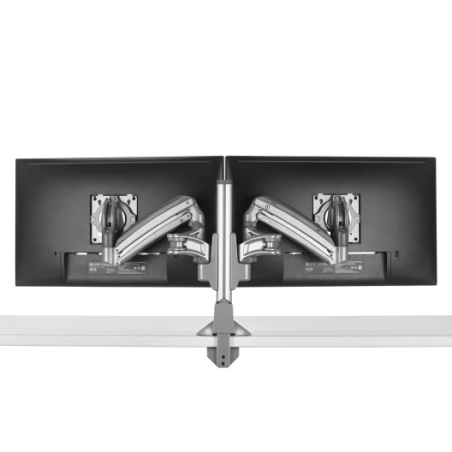 KX Low-Profile Dual Monitor Arms, Column Desk Mount, Silver